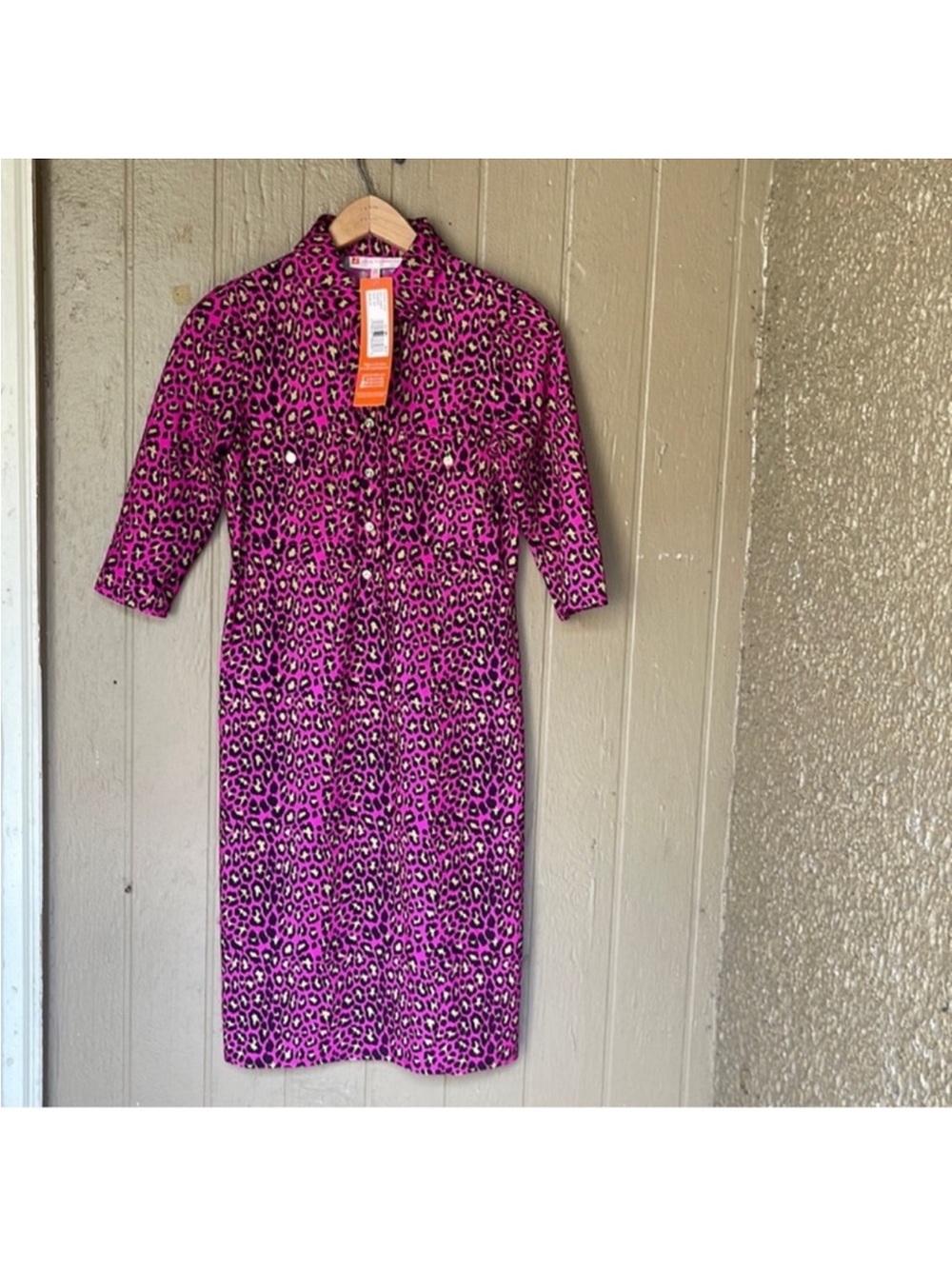 Jude Connally Sloane Long Mini Leopard Print Dress in Pink Rosewood Size XS